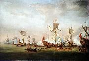 Willem van de Velde the Elder The Departure of William of Orange and Princess Mary for Holland USA oil painting artist